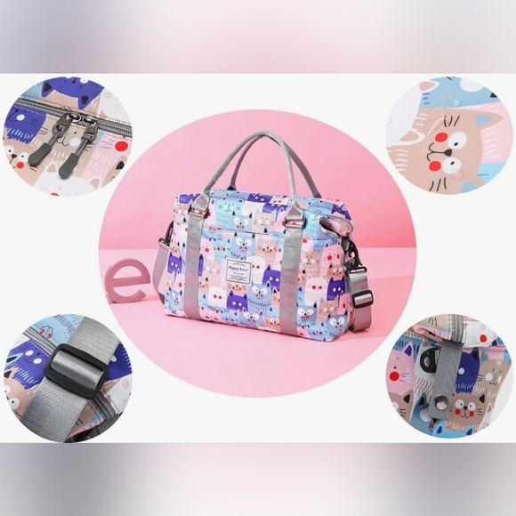 CUTE CATS 🐈😻 WEEKENDER BAG Waterproof, Lightweight  travel duffle - Picture 4 of 9